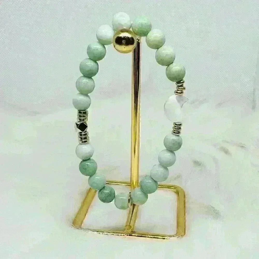 Crescent Moon Beaded Green Bracelet